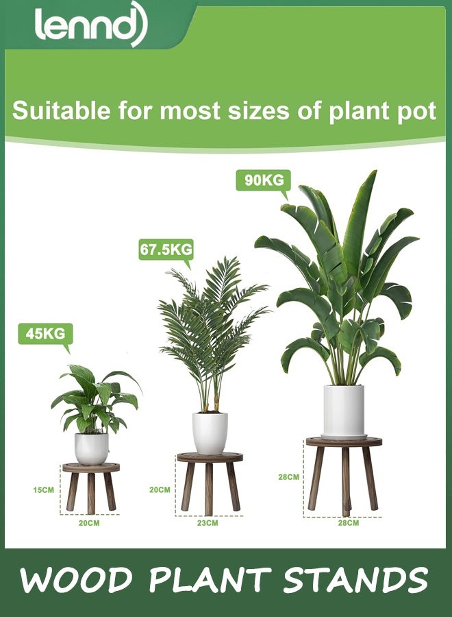 لينند 3 حزمة النبات الخشبي يقف في الأماكن الداخلية ، وقف نبات واحد لأواني 15-30 سم ، مقعد نبات حديث في منتصف القرن ، وقف نبات طويل للنباتات الكبيرة مناسبة تمامًا لغرفة المعيشة ، الشرفة ، المكتب - Image 2